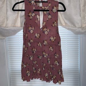 Floral Blouse with attached choker piece